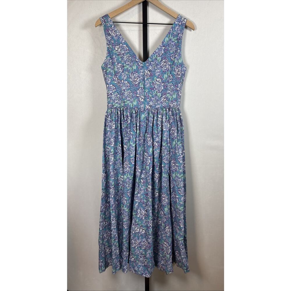 Laura Ashley Vintage Cotton Floral Dress Womens US 10 Colorful 80s Cottagecore - Picture 5 of 10